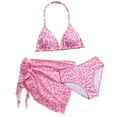 thumbnail image 3 of RMGVDSD Bikini Swimsuits for Girls Leopard Print Bikini Swimwear 3 Piece Set For Girls Halter Top Bikini Bottoms With Cover Up Beach Skirts 8-9 Years, 3 of 9