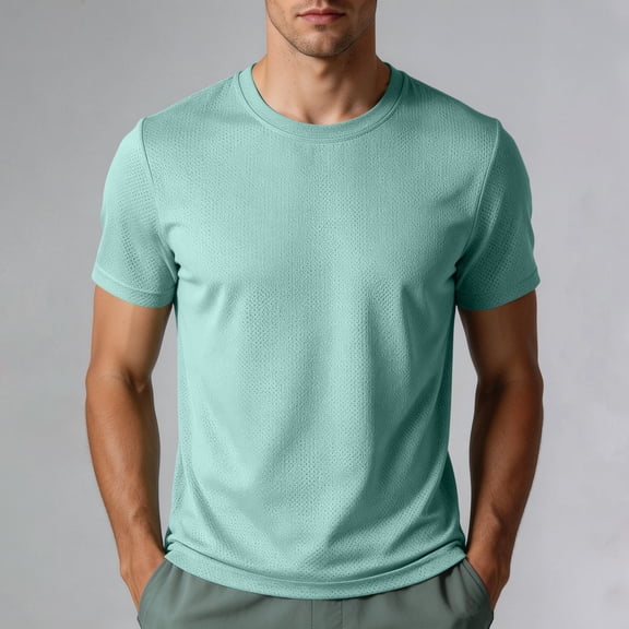 Luvrsol T-Shirts for Man Solid Crew Neck Basic Athletic Tee Moisture Wicking Workout Training Tops XS-3XL