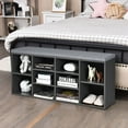 thumbnail image 4 of Giantex Shoe Storage Bench with Cushion, Entryway Shoe Rack Bench, Adjustable Shelves, 10-Cubbies Shoe Organizer Bench for Entryway, Living Room, Bedroom, Hallway, Closet, Mudroom (Grey), 4 of 7