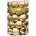 thumbnail image 3 of KI Store Bolas de Navidad Doradas 34 Piezas Adornos de decoración de árbol de Navidad de 2,36 Pulgadas para árbol de Navidad Corona navideña Adornos de decoración Ganchos Incluidos, 3 of 4
