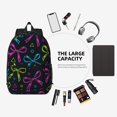 thumbnail image 6 of 17in Backpack With Pocket Adjustable Shoulder Strap Large Capacity Zipper Opening And Closing Double Pull Head Zipper For Work Travel Sports Bold Thin Neon Contemporary Ribbon Bow Pattern, 6 of 8