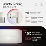 Status Between 3ANC Bone True Active Noise Cancelling Wireless Earbuds - White - iPhone & Android - ANC in Ear Buds, Charging Case, Built-in 6 Microphones, 8H Playtime, Bluetooth 5.2, IPX5 Waterproof