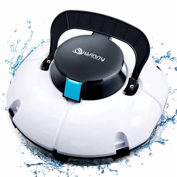 (2025 Upgrade) Cordless Robotic Pool Cleaner, Winny Pool Cleaner Automatic Pool Vacuum with Dual Filters, 80 Mins Runtime, Ideal for Flat Above Pools Up to 645 Sq.Ft (White and Blue)