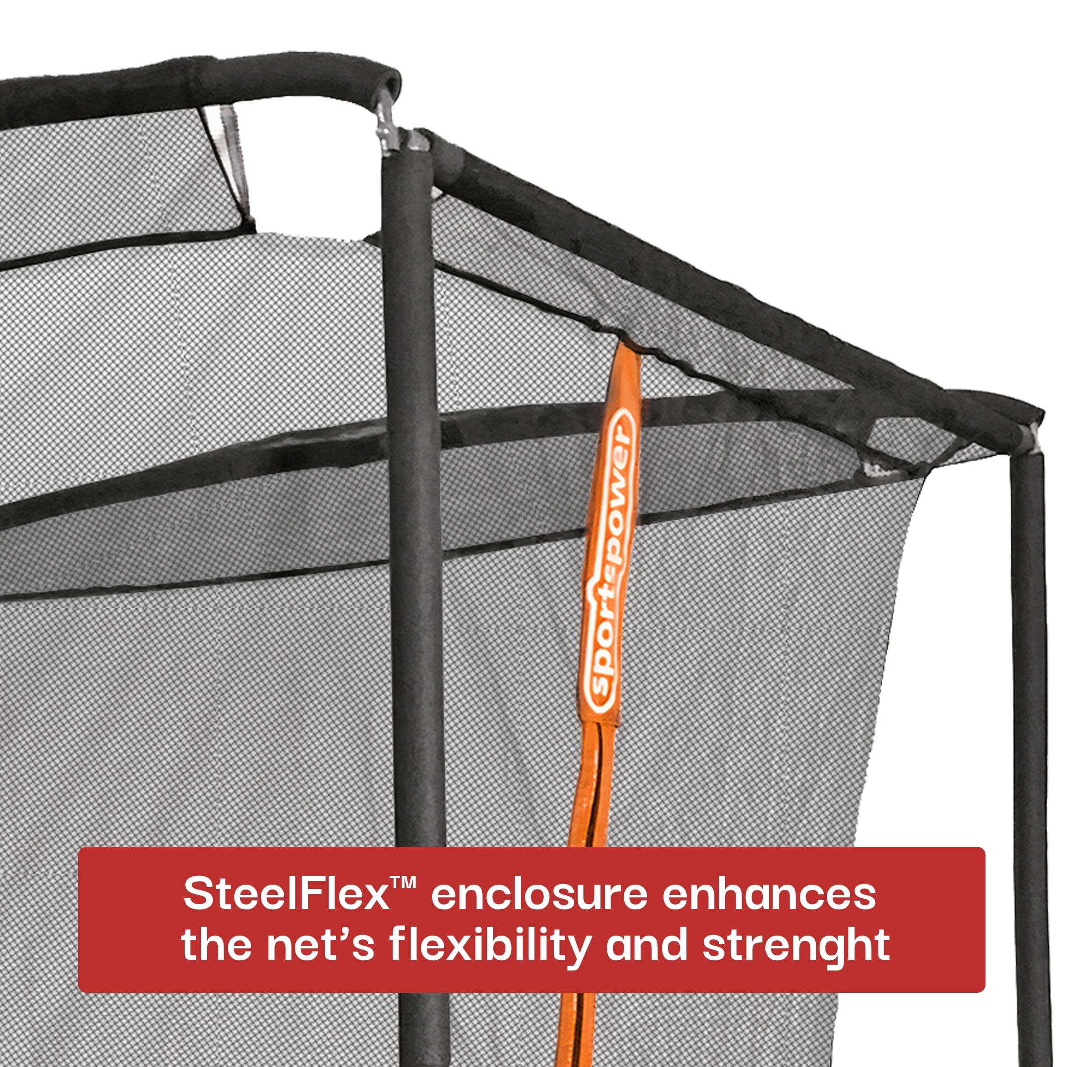 Sportspower BouncePro 9x15ft Rectangular Trampoline Meets ASTM Safety Standards, Heavy-Duty Rust-Resistant Steel Frame, UV-Resistant Jump Mat & Safety Net