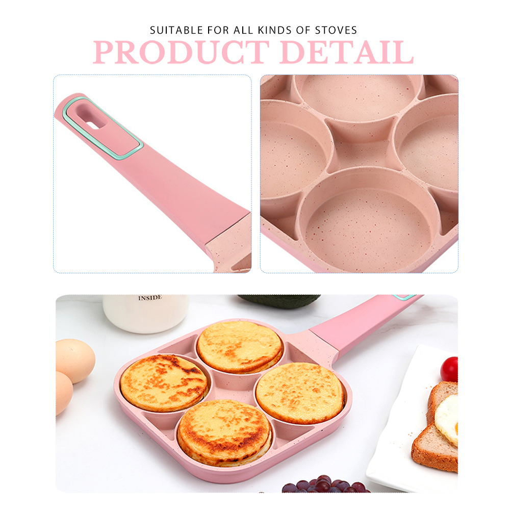 PBPBOX Pink Non Stick Egg Frying Pan with Groove Design for Easy Cooking and Even Heating