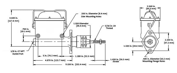 JEGS 631222 High-Volume Brake Master Cylinder Universal 8.2 oz. Fluid Capacity 7