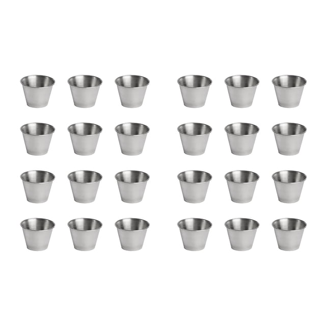 24 Tasses à Condiments en Acier Inoxydable, Tasses à Sauce de Qualité Commerciale, Tasses à Condiments en Cornet, Tasses à Portions