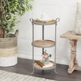 thumbnail image 3 of DecMode 14" x 28" Gray Metal 2 Shelf Accent Table with Brown Wood Tabletops, 1-Piece, 3 of 9