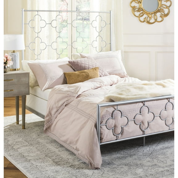 SAFAVIEH Morris Geometric Glam Lattice Metal Headboard, Full, Antique Silver