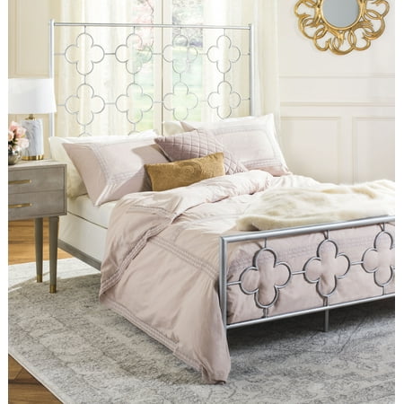 SAFAVIEH Morris Geometric Glam Lattice Metal Headboard Full Antique Silver