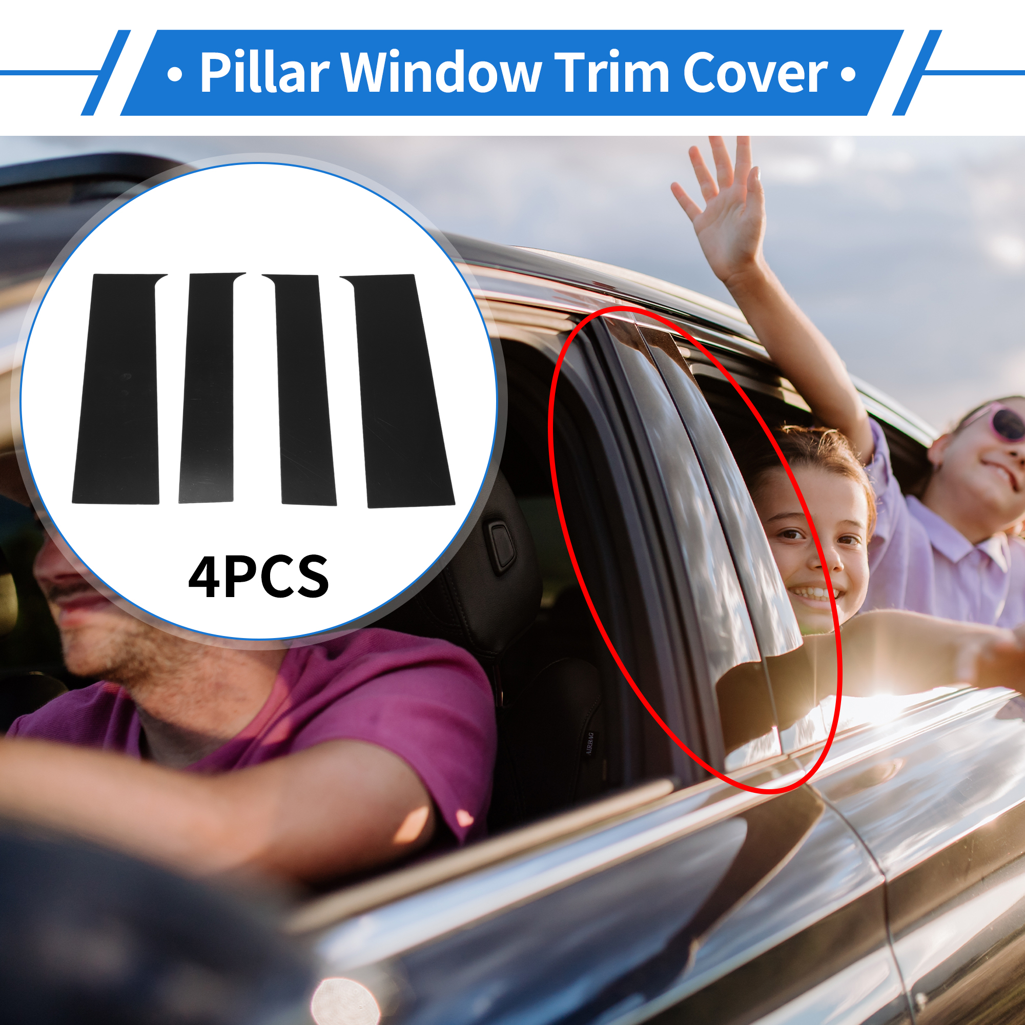 Unique Bargains 4Pcs Plastic Window Trim For Chevy Colorado 2015-2020 Black
