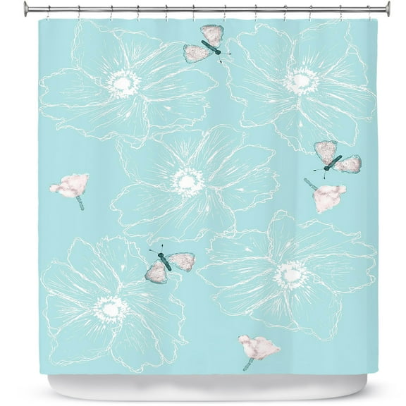 Shower Curtains 70" x 84" from DiaNoche Designs by Julie Ansbro - Anemone Butterfly Turquoise