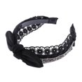 thumbnail image 2 of Diadema de encaje para mujer Vintage 80s Diadema dura Banda para el cabello - Diadema con lazo de de imitación Envoltura para el cabello Negro Salvador Bowknot Lace Hair Hoop, 2 of 10