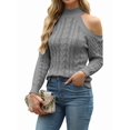 thumbnail image 1 of Suéteres de Cuello Alto con Hombros Descubiertos para Mujer, Jerseys de Punto Suave de Larga para Otoño, Jersey Sexy. Gris L, 1 of 8