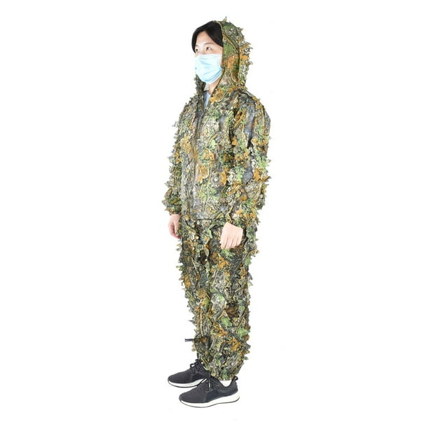 Ensemble de Costume pour Enfants Camouflage Feuille Veste Militaire Pantalon pour Chasse Observation des Oiseaux Vert Hauteur sous 1.55m