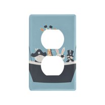 Yayeee Duplex Wall Plate 1-Gang 4.5"x2.7" Home Receptacle Light Switch Decorative Outlet Cover, Pirate Animals