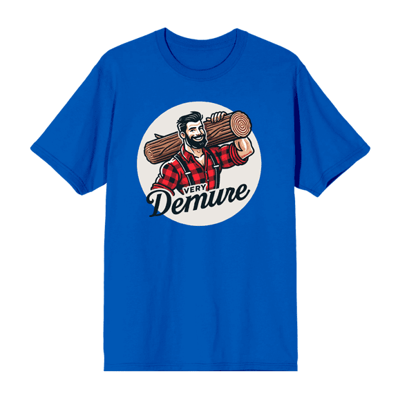 Very Demure Lumberjack Adult Royal Blue Crew Neck Short Sleeve Tee-XL