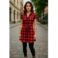thumbnail image 3 of Women Summer Dress Gingham Plaid Short-sleeved dress and matching belt with button., 3 of 4