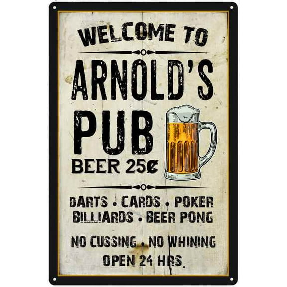 ARNOLD'S Pub Sign Vintage Man Cave Bar 8 x 12 High Gloss Metal 208120028227