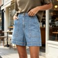 thumbnail image 3 of Summer Women High Waisted Casual Denim Shorts Denim Shorts Wide Leg Shorts with Pockets, 3 of 6