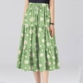 thumbnail image 4 of WTOBBY Boho Floral Print Drawstring Skirt Women's Elastic Waist Maxi Skirt Casual Summer Beach Skirt Flowy Tiered Long Skirt with Waist Tie and Pocket Detail,Light Green L, 4 of 4