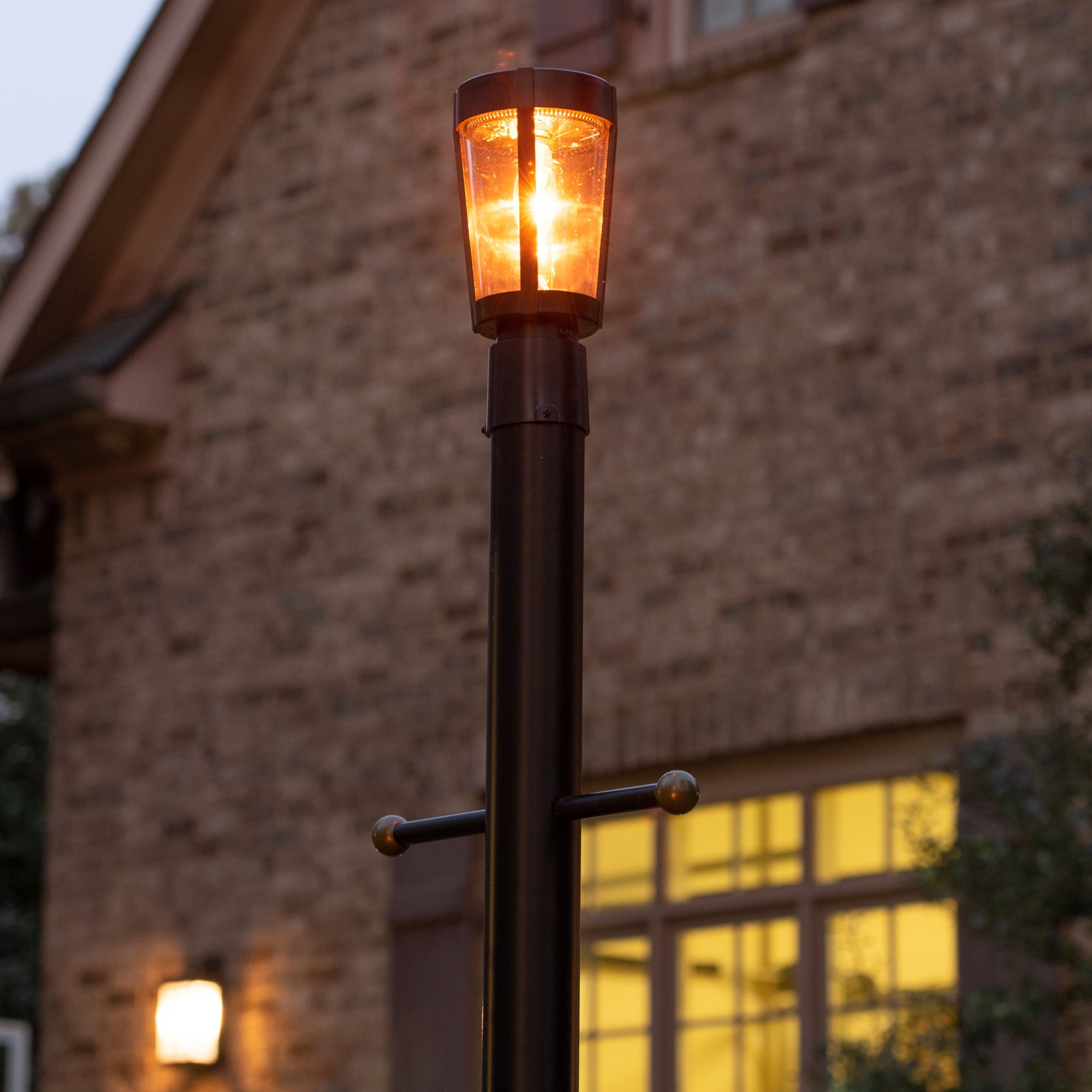 Gama Sonic Amphora 1-Light Black Plastic Solar Outdoor Weather Resistant Post Light Set with Solar LED Bulb