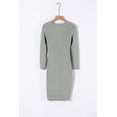 thumbnail image 2 of ABPHQTO Vestido de suéter de punto de cuello redondo cálido de color sólido de manga larga informal de invierno para mujer gris, 2 of 5