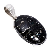 Natural Golden Blue Fire Nuummite Stone 925 Sterling Silver Statement Pendant Gift for Her