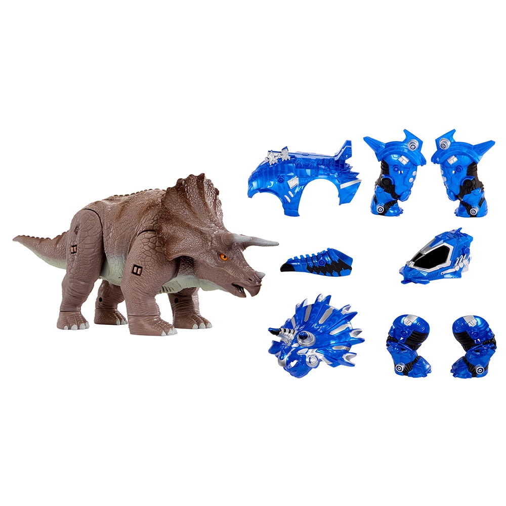 Figurine Armorsaurs Cobalt, Dinosaure tricératops blindé avec 7 pièces d’armure amovibles et action dévoreuse déclenchée par la queue, compatible avec la nacelle de pilote, âge 6 ans et +