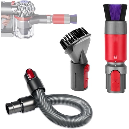 3-Piece Set of Vacuum Cleaner Brushes for Dy*son, with Two Brushes and Extendable Long Hose, for Dy*son Vacuum Cleaners V7, V8, V10, V11, V15