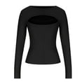 thumbnail image 3 of Birdeem Chemise Simple Côtelée à Manches Longues pour Femmes avec Découpe au Buste, Mode Aguichant, Effet Poitrine, 3 of 6