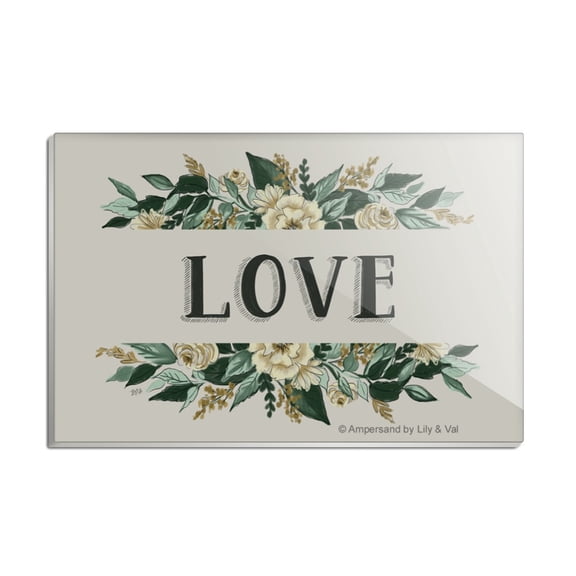 Love Botanical Flowers Rectangle Acrylic Fridge Refrigerator Magnet