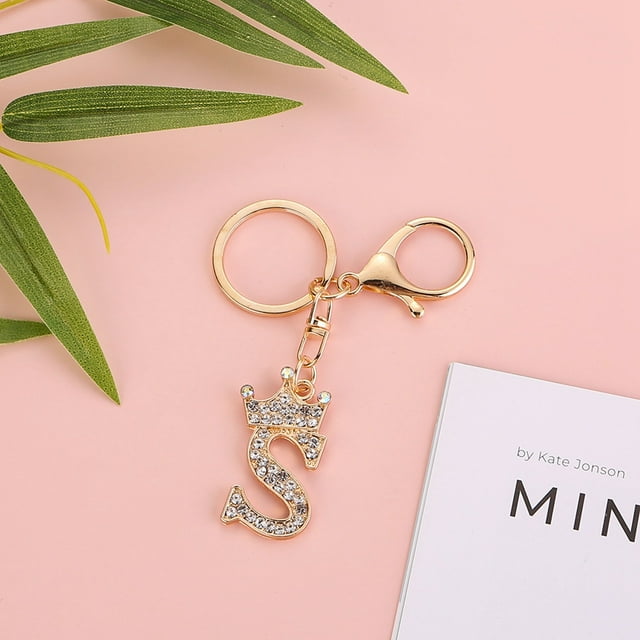 Stylish Metal Alphabet Letter Keychain Fashion Jewelry Accessory for Bags and Personal Items with Exquisite Encrusted Detailing