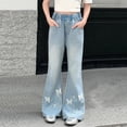 thumbnail image 5 of Dpytoraw Girls Flared Jeans, Tencel Bootcut Stretchy Summer Wide Leg Pants Blue Size 13-14 Years, 5 of 6