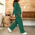 thumbnail image 4 of Szluipve 2 Piece Sets for Women Full Zip‑Up Hoodie 2 Piece Tracksuit Set Drawstring Zip Hooded Jacket & Elastic Waist Wide Leg Pants Casual Loungewear Outfit with Side Pockets Green S, 4 of 6