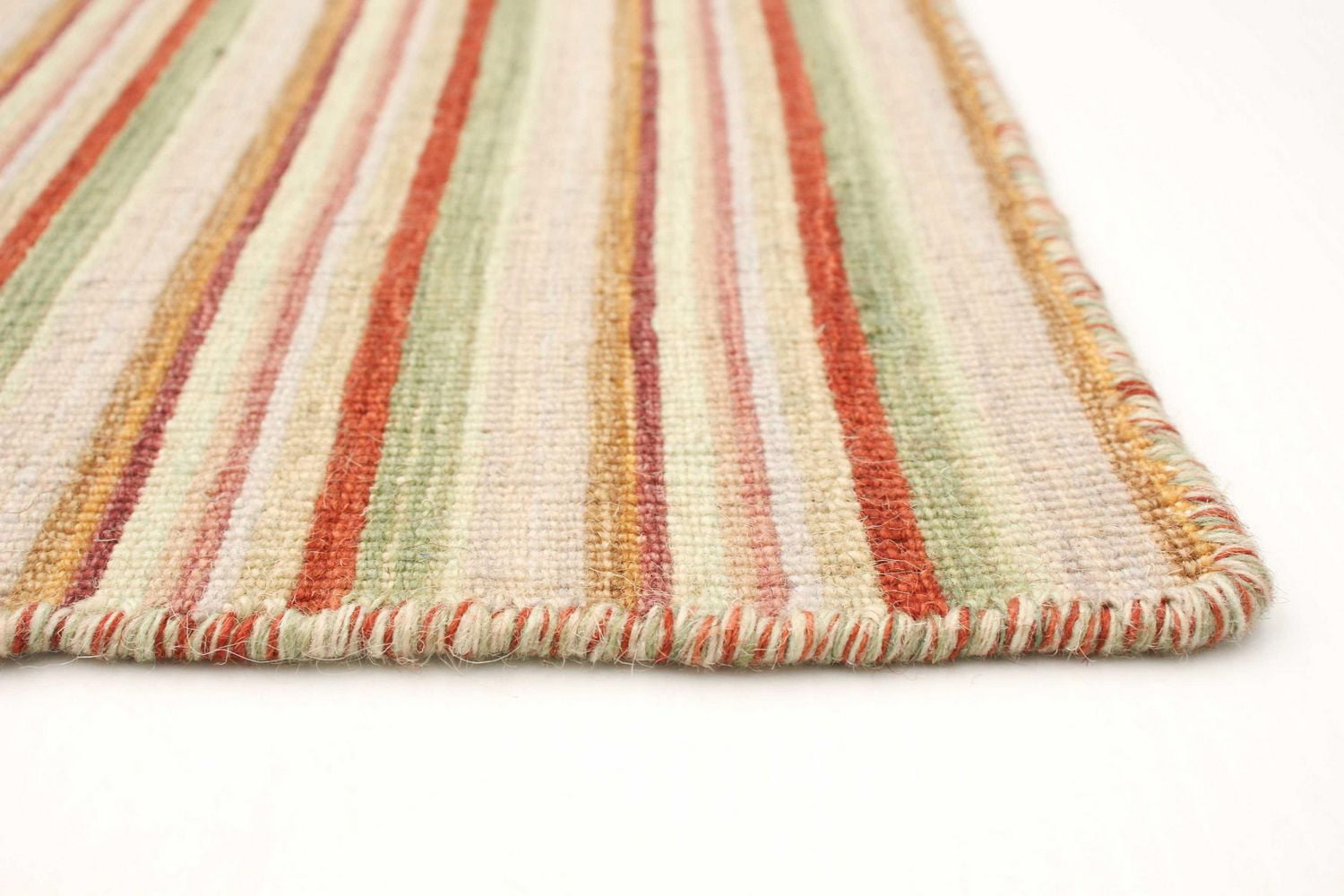 ECARPETGALLERY Tapis Fait à la Main pour Salon, Salle à Manger et Chambre à Coucher Rayé Collection Manhattan 5'1" x 6'11" en Ivoire