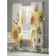 thumbnail image 4 of Farm Sunflowers Sheer Curtains 96 Inch Length 2 Panels Set Window Treatments, Retro Flowers Butterfly Botanical Beige Rod Pocket Semi Curtains for Living Room/Bedroom/Kitchen Décor, 104"W x 96"L, 4 of 7
