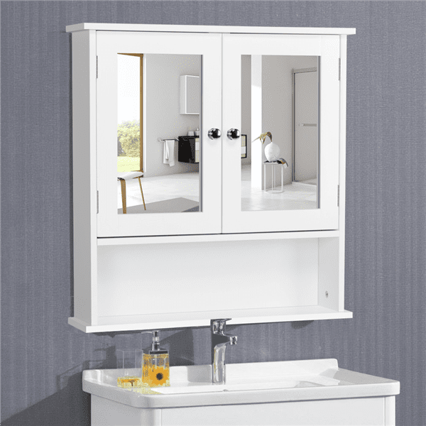 Amazon Com Classique Elegant Wood Wall Cabinet White Two Glass