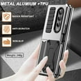 thumbnail image 5 of Compatible Metal Case for Samsung Galaxy Z Fold 4 Case 5G(2022),Military Grade Aluminium Shockproof Hinge Full Body Hard Protective Case for Galaxy Z Fold 4 Phone Case with Kickstand Men Silver, 5 of 14
