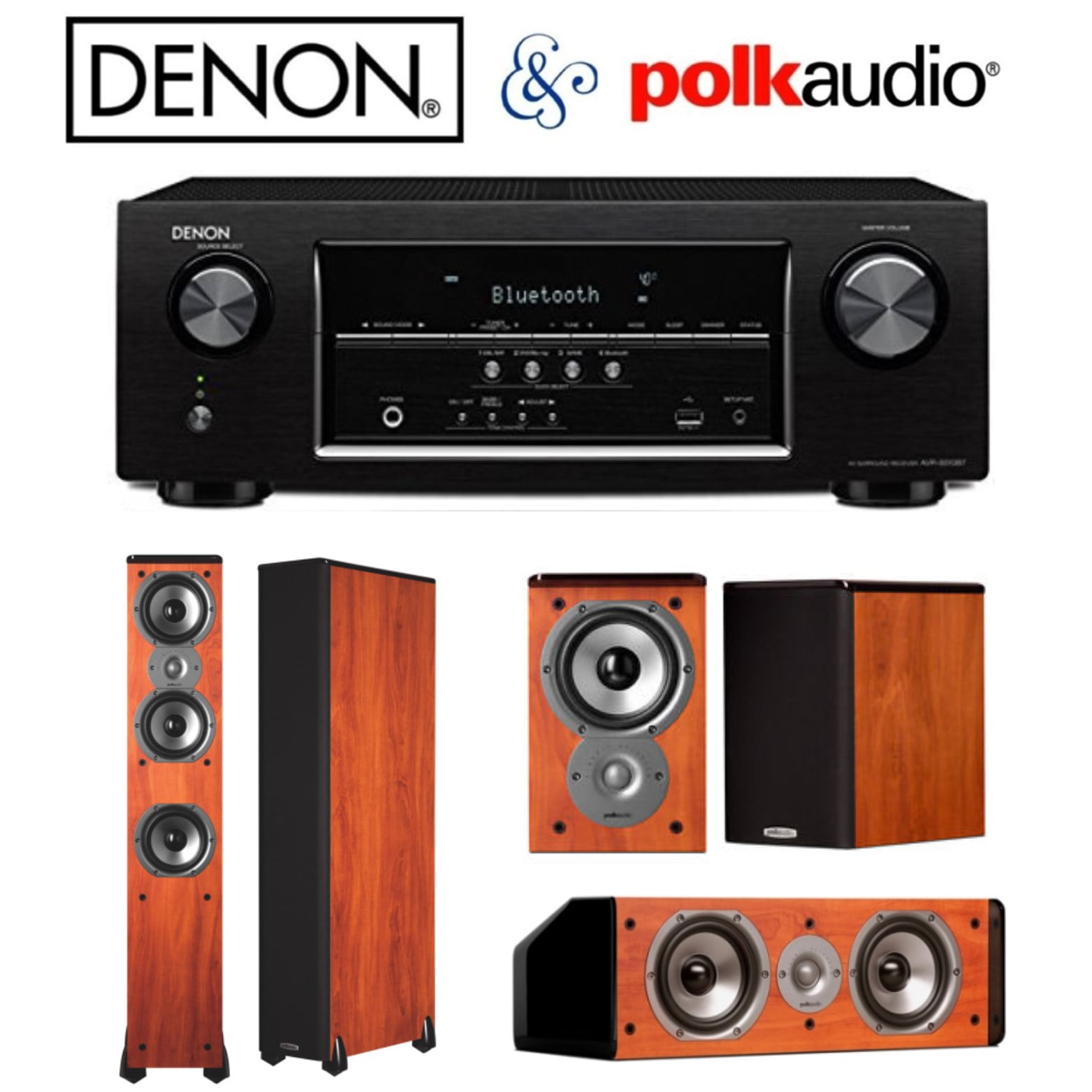 Denon AVRS510BT 5.2Channel Receiver with Polk TSi Bundle (TSi400