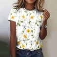 thumbnail image 2 of Women's 2026 Summer Floral Blouses Ruffle Short Sleeve V Neck Tops Casual Loose T Shirts, 2 of 5