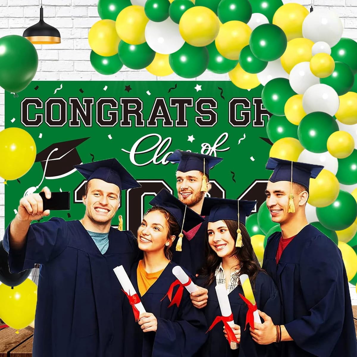 Retro Green Yellow Balloons Arch Garland Kit, 122PCS Dark Green and Yellow Balloons Yellow White Balloons Golf Party for Birthday Forest Tractor Soccer Birthday Graduation Party Decorations