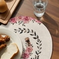 thumbnail image 3 of Pink Roses Round 15 Inch Placemats Set of 6, Spring Horseshoes Floral Leaves Rustic HeatResistant Non Slip Place Mats for Dining Table, Wipeable Braided Kitchen Table Mats for Housewarming, 3 of 9