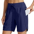thumbnail image 2 of Women's 5" Workout Shorts Athletic Running Shorts High Waisted with Zipper Pocket Gym Quick Dry Hiking Sports ,XL,#03 Navy, 2 of 7
