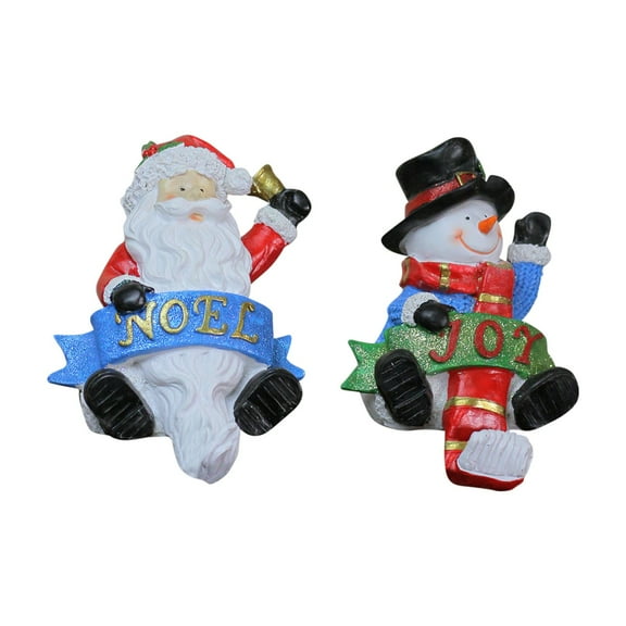 Northlight 2-Pc. 6.25"" Santa and Snowman Glittered Christmas Stocking Holders