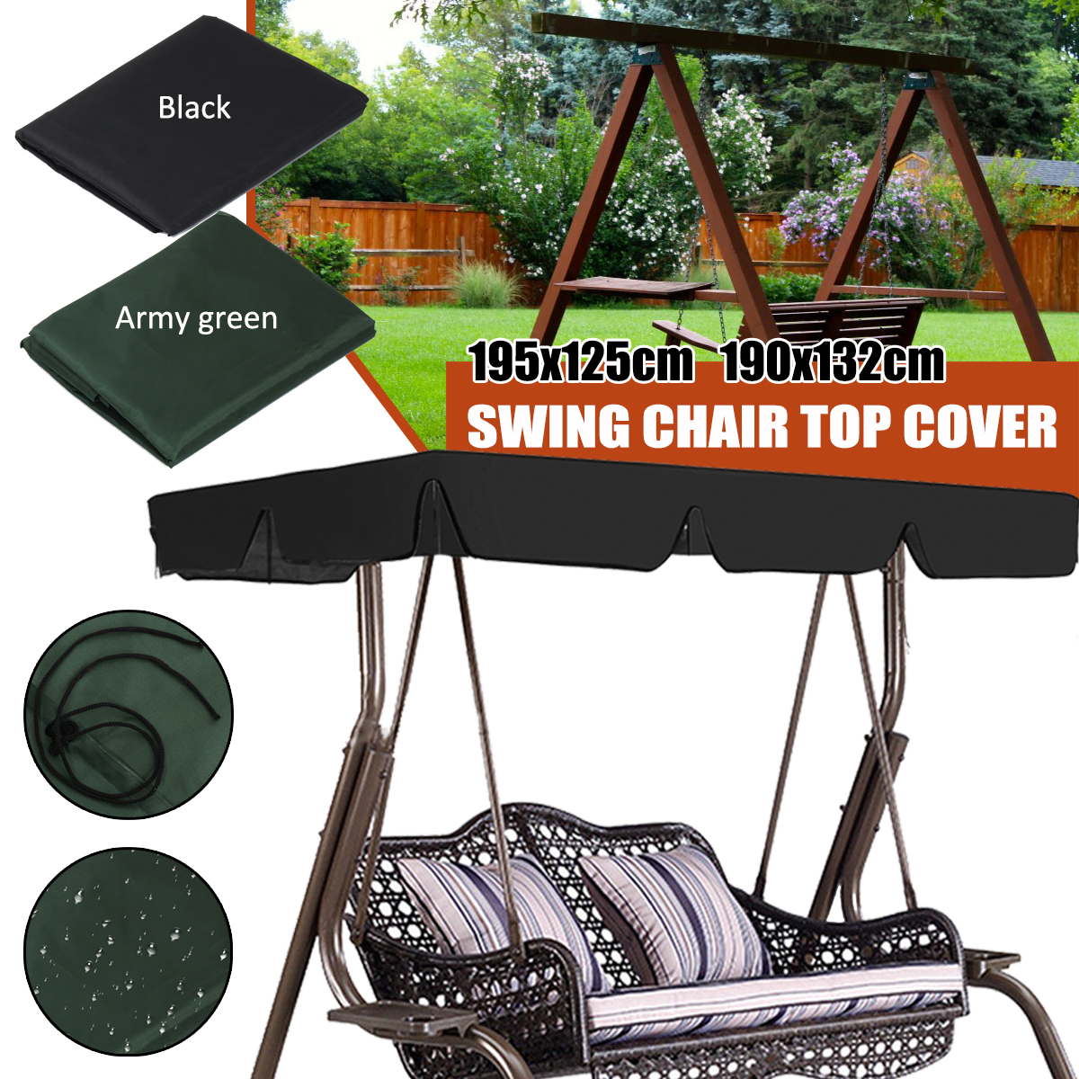 77x49 inch/75x52 inch 2/3 Seats Canopy Swing Top Cover,Outdoor Swing