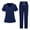 Navy, variant on Busydd Scrubs for Women Set V Neck Short Sleeve Scrubs Tops Elastic Waist Drawstring Pants Workwear Solid Color Working Uniform with Pockets