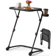 thumbnail image 1 of Homy Casa Folding Accent Table, Adjustable Height, Space-saving Design with Cup Holder, Black, 1 of 13