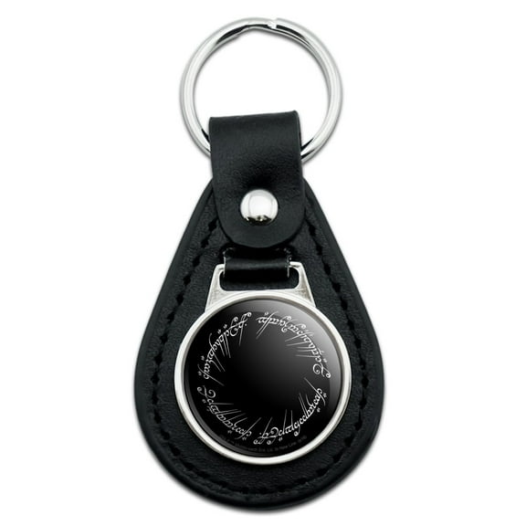 Black Leather  Lord of the Rings Mordor Script Keychain