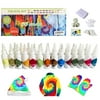 Tie Dye DIY Kit, 26 Colors Tie Dye Shirt Fabric Dye Art Tie-Dye Kit Party Creative Group Activities, DIY Fashion Dye Kit, Rainbow Rubber Bands, Gloves, Apron and Table Covers